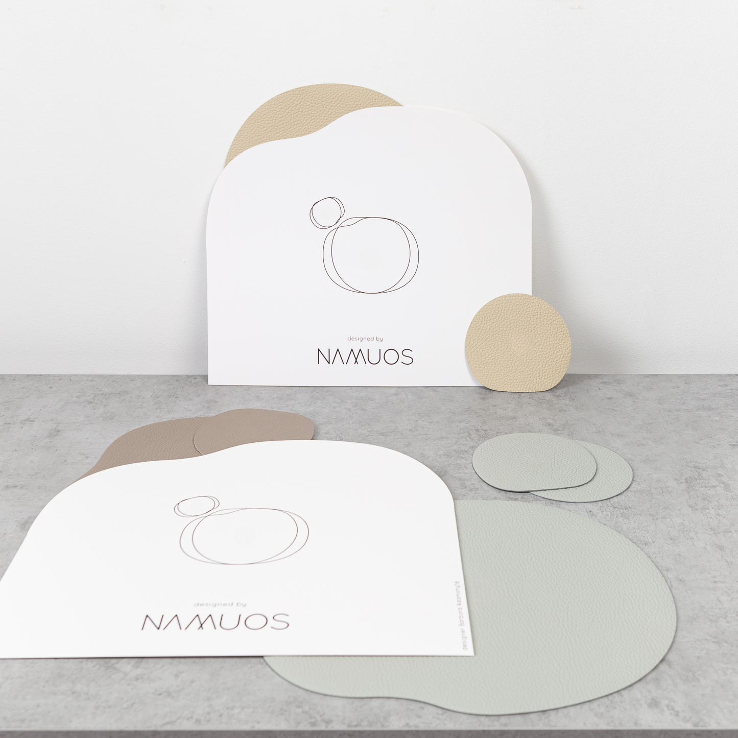 Natural leather placemat and coaster