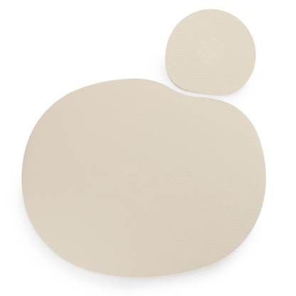 Natural leather placemat and coaster