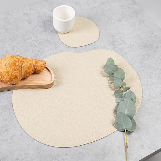 Natural leather placemat and coaster